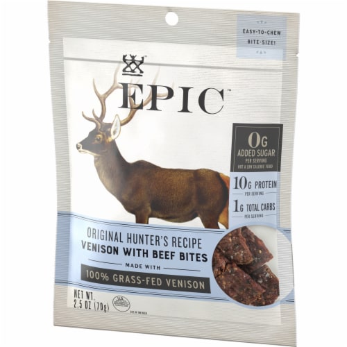 EPIC Venison & Beef Protein Bites, Grass-Fed, Keto Friendly, 2.5oz Perspective: left