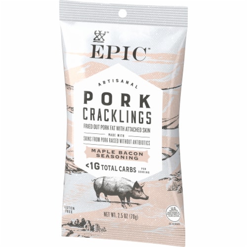 Epic Maple Bacon Pork Cracklings Keto Friendly Paleo Friendly Perspective: left