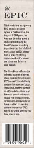 EPIC Uncured Bacon Cranberry Bison Bars Perspective: left
