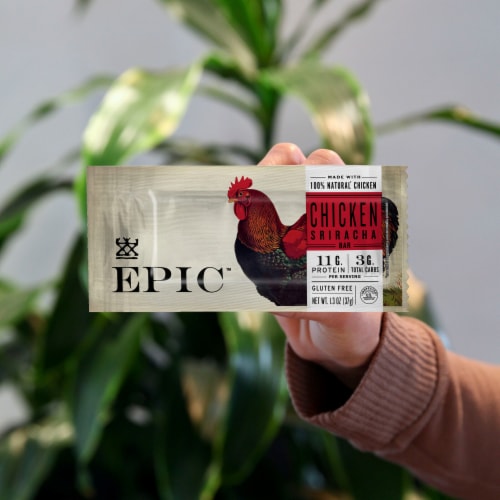 EPIC Keto and Paleo Friendly Chicken Sriracha Protein Bars Perspective: left