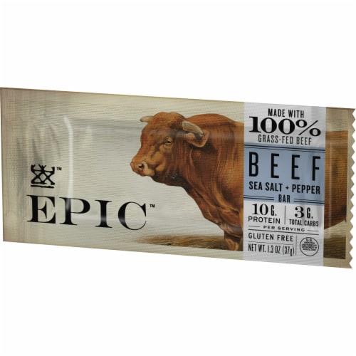 EPIC Pepper Grass Fed Venison Sea Salt Nutrition Bars Perspective: left