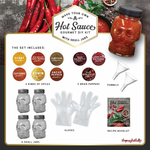 Thoughtfully Gifts,Make Your Own Spicy BBQ Sauce DIY Gift Set,Includes 4  Skull Shaped Bottles, 1 EACH - Kroger