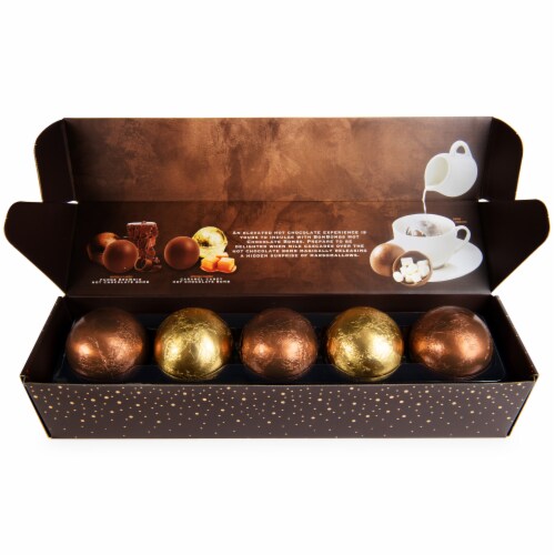 BomBombs Fudge Brownie and Caramel Candy Hot Chocolate Bombs Gift Set, Set of 5 Perspective: left