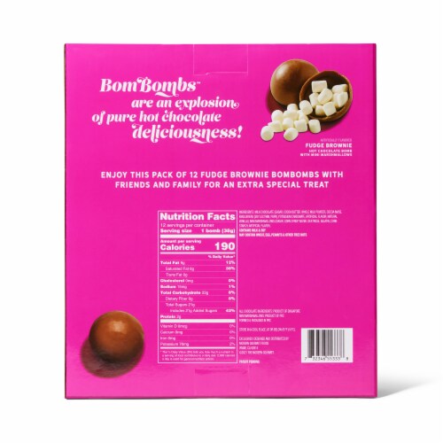Bombombs Hot Chocolate Bombs with 12 Milk Chocolate Cocoa Bombs Filled with Mini Marshmallows Perspective: left
