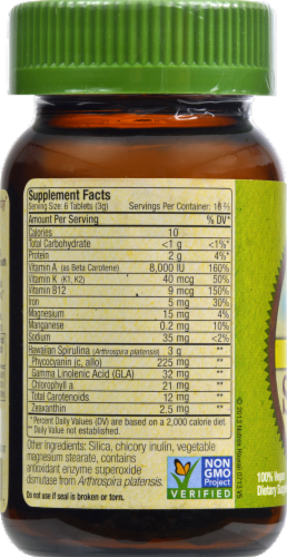 Pure Hawaiian Spirulina Pacifica Tablets 500mg Perspective: left