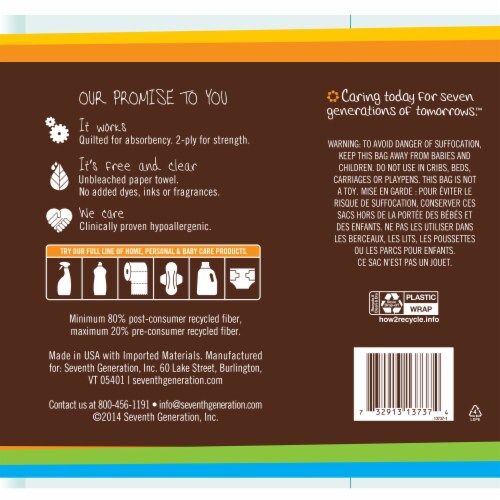 Seventh Generation Unbleached Chlorine Free Paper Towel Rolls Perspective: left
