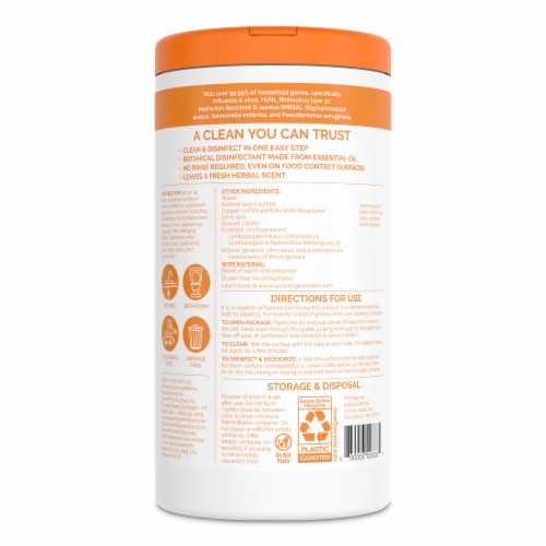 Seventh Generation Disinfecting Wipes Lemongrass Citrus Perspective: left
