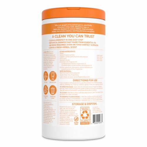 Seventh Generation Disinfecting Wipes Lemongrass Citrus Perspective: left