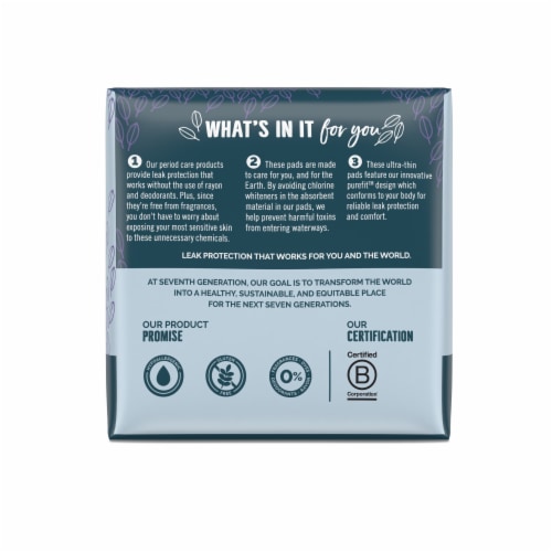 Seventh Generation Overnight Absorbency Ultra Thin Pads Perspective: left