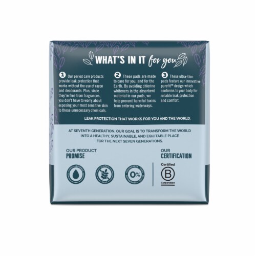 Seventh Generation Overnight Absorbency Ultra Thin Pads Perspective: left