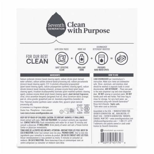 Seventh Generation Power Plus Fresh Citrus scent Dishwasher Detergent Packs Perspective: left
