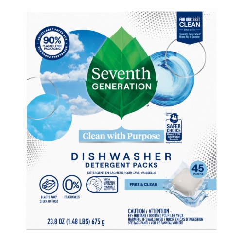 Seventh Generation Free & Clear Dishwasher Detergent Packs Perspective: left