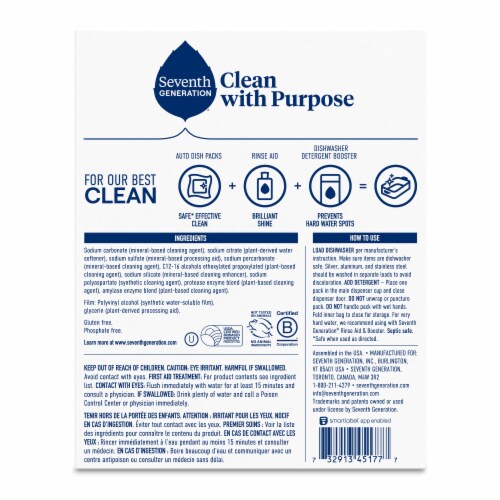 Seventh Generation Free & Clear Dishwasher Detergent Packs Perspective: left