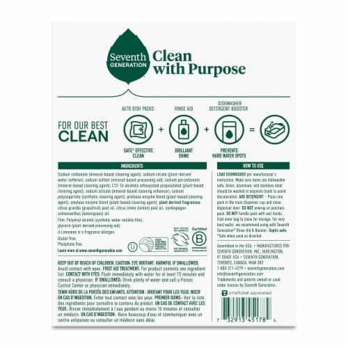 Seventh Generation Lemon scent Dishwasher Detergent Packs Perspective: left