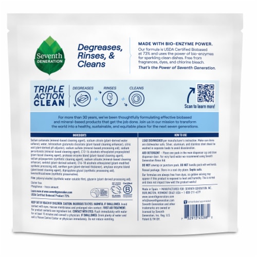 Seventh Generation Triple Action Clean Dishwasher Detergent Packs Free & Clear Perspective: left