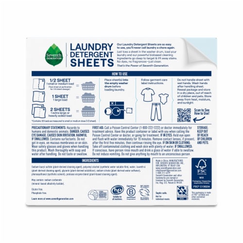 Seventh Generation Laundry Detergent Sheets Free and Clear Perspective: left