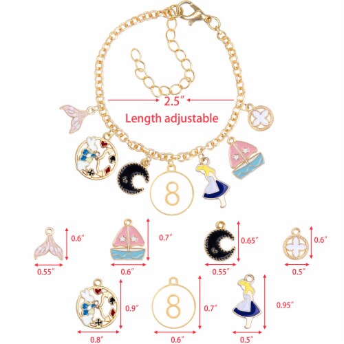 DoraDreamDeko 8th Birthday Silver Necklace, Charm Bracelet, Gifts for Girls Perspective: left