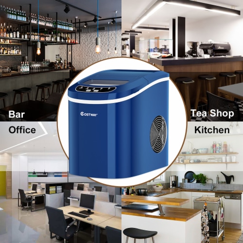 Costway Portable Compact Electric Ice Maker Machine Mini Cube 26lb/Day ABS Navy Perspective: left