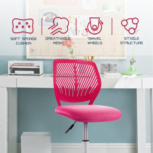 Costway Office Task Desk Armless Chair Adjustable Mid Back Swivel Study Chair Perspective: left