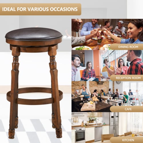 Costway Set of 4 29'' Swivel Bar Stool Leather Padded Dining Kitchen Pub Chair Backless Perspective: left