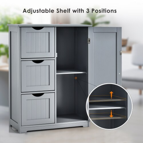 Costway Bathroom Floor Cabinet Storage Organizer Free-Standing w