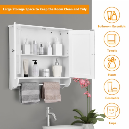 Wall Mounted Bathroom Medicine Cabinet Storage Cupboard w/ Towel