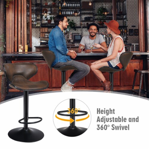 Set of 4 Adjustable Bar Stools Swivel Bar Chairs Pub Kitchen Retro