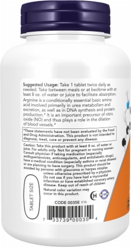 NOW® Foods L-Arginine Double Strength Tablets Perspective: left