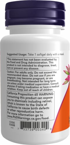NOW® Vitamin A Softgels 25000 IU Perspective: left