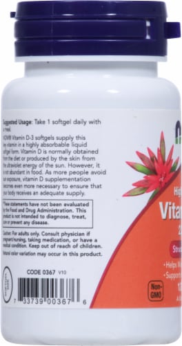 Now Vitamin D3 2000 IU Softgels Perspective: left