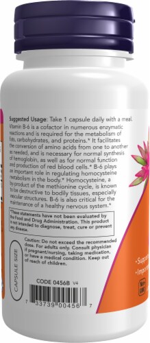 NOW® Foods B-6 Capsules 100mg Perspective: left