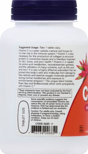 NOW Foods C-1000 with Rose Hips & Bioflavonoids Tablets Perspective: left