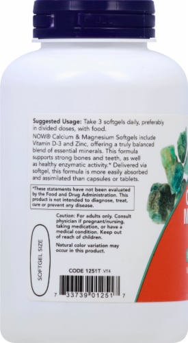NOW Calcium & Magnesium Softgels Perspective: left
