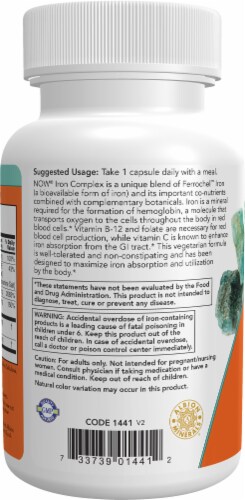 Now® Foods Iron Complex Caps Veg Capsules Perspective: left