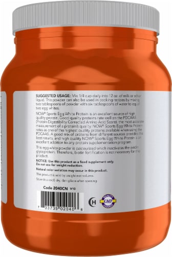 NOW Foods Sports Egg White Protein Protein Powder Unflavored - 1.2 lbs (544 g) Perspective: left