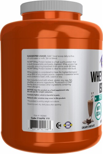 NOW® Sports Creamy Chocolate Whey Protein Isolate Powder Perspective: left