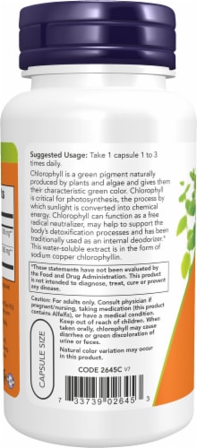 NOW® Chlorophyll Veg Capsules 100mg Perspective: left