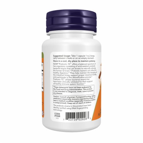 NOW® Probiotic-10™ 25 Billion Veg Capsules Perspective: left