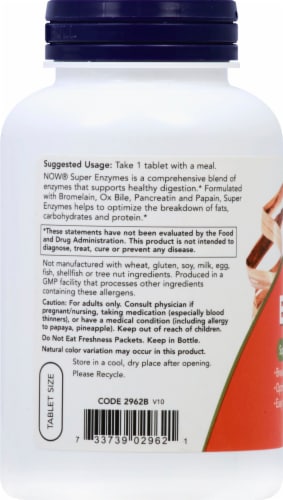 NOW Foods Super Enzymes Tablets Perspective: left