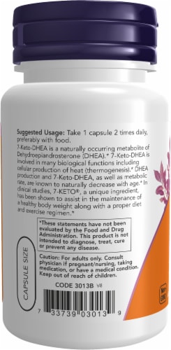 NOW® 7-Keto® Weight Management Vegan Capsules 100mg Perspective: left