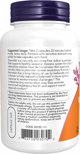 NOW® Foods Quercetin with Bromelain Veg Capsules Perspective: left