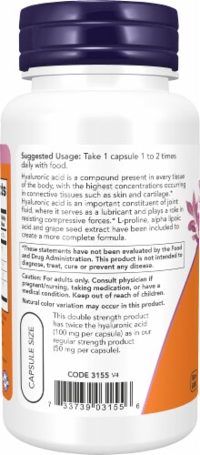 NOW® Hyaluronic Acid 100mg Capsules Perspective: left