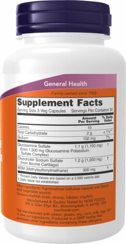 NOW® Glucosamine & Chondroitin with MSM Capsules Perspective: left