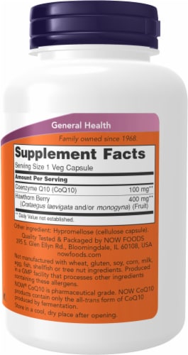 NOW® CoQ10 100mg Veggie Capsules Perspective: left
