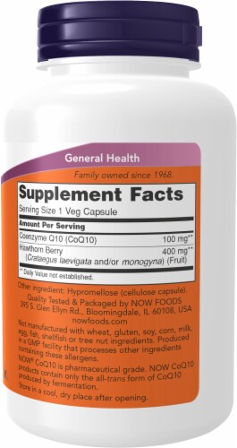 NOW® CoQ10 100mg Veggie Capsules Perspective: left