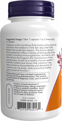 NOW® Colostrum Veg Capsules 500mg Perspective: left