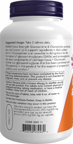 NOW® Glucosamine & Chondroitin Extra Strength Tablets Perspective: left