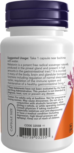 NOW® Foods Melatonin Healthy Sleep Cycle Veg Capsules Perspective: left