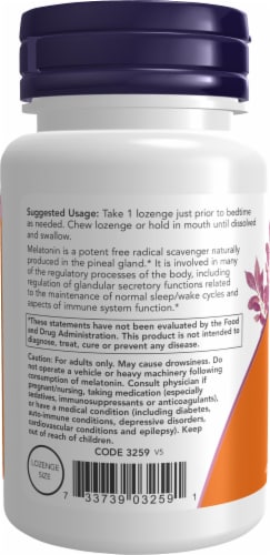 NOW® Melatonin Lozenges 3mg Perspective: left