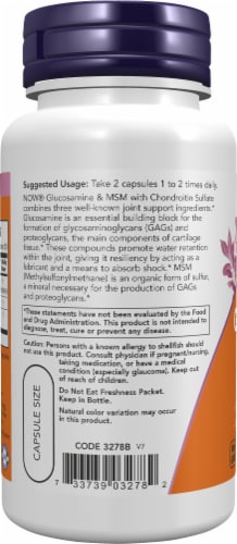 Now Glucosamine & MSM Vegetarian Capsules Perspective: left